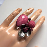 Adjustable ring chunky fashion jewelry pink color. Women's Ladies Fashion - Findsbyjune.com