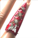 Brand-new big chunky adjustable ring 💍 Fashion jewelry for women's & ladies. Color red with butterfly design and rhinestones. - Findsbyjune.com