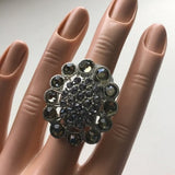 Brand-new big chunky adjustable ring 💍 Fashion jewelry for women's & ladies. Round Shiny sparkling gemstones 💎. Women's Ladies Fashion Jewelry - Findsbyjune.com