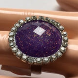 Adjustable ring chunky fashion jewelry round pretty purple gemstone. Women's Ladies fashion Jewelry - Findsbyjune.com