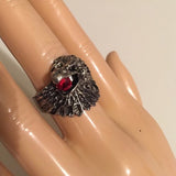 Brand-new adjustable ring 💍 big chunky eagle head design with red gemstone fashion jewelry for ladies and women's. - Findsbyjune.com