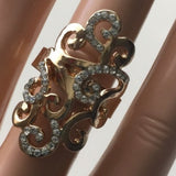 Brand-new big chunky adjustable ring 💍 for women & Ladies. fashion jewelry. 💎 Gold-tone with rhinestones shiny sparkly. - Findsbyjune.com