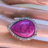 Brand-new cocktail adjustable ring very pretty big pink gem in the middle fashion jewelry for woman. - Findsbyjune.com