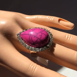 Brand-new cocktail adjustable ring very pretty big pink gem in the middle fashion jewelry for woman. - Findsbyjune.com